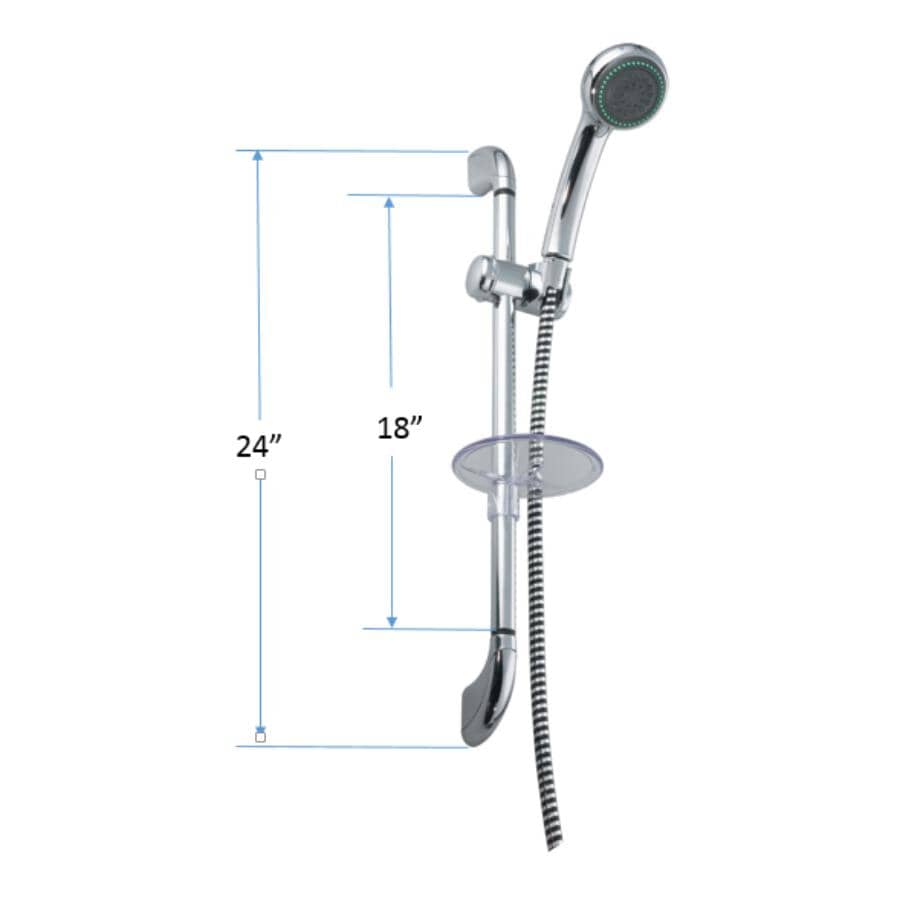 5 Setting Handheld Showerhead - with Slide Bar, Chrome