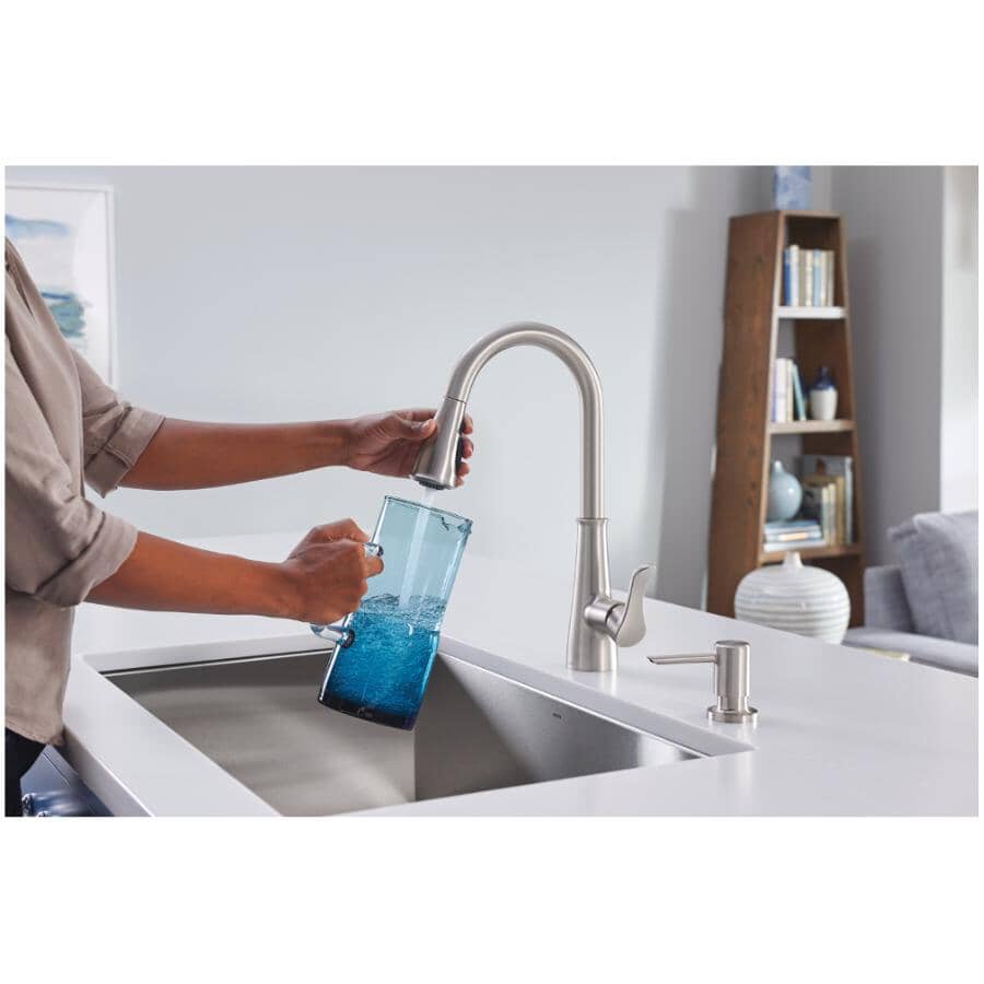 Hadley Single Handle Pull-Down Kitchen Faucet with Soap Dispenser - Spot Resist Stainless Steel