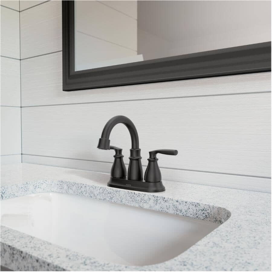Hilliard Two Handle Centerset Lavatory Faucet - Matte Black, High Arc