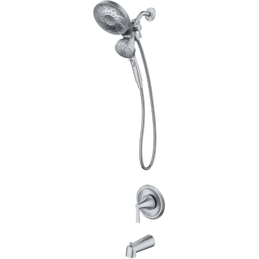 Mikah Single Handle Tub & Shower Faucet with Magnetix Combination Rainshower + Hand Shower - Chrome