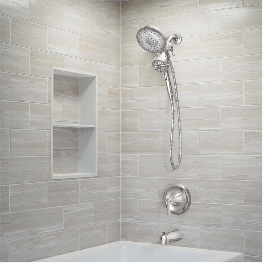 Mikah Single Handle Tub & Shower Faucet with Magnetix Combination Rainshower + Hand Shower - Chrome