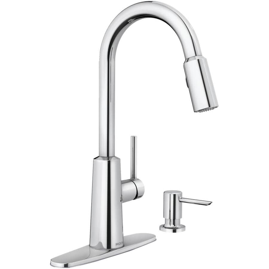 Nori Single Handle Pull-Down Kitchen Faucet - with Soap Dispenser, Chrome