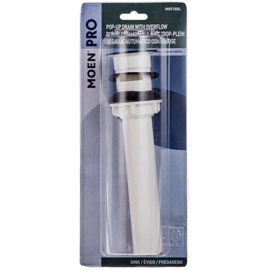 Pop-Up Sink Drain with Overflow Opening - Matte Black