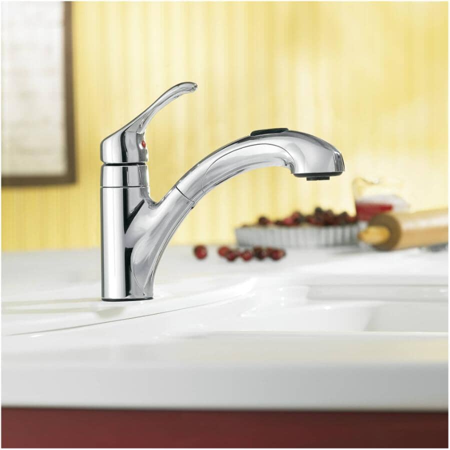 Renzo Single Handle Pull-Out Kitchen Faucet - Chrome