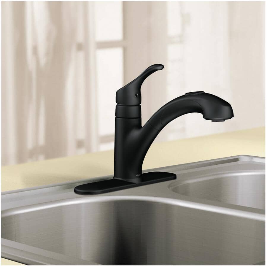 Renzo Single Handle Pull-Out Kitchen Faucet - Matte Black