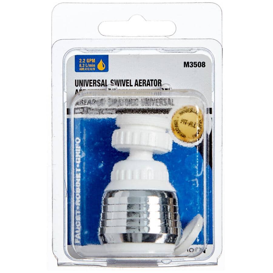 Universal 360 Degree Swivel Aerator - White & Chrome
