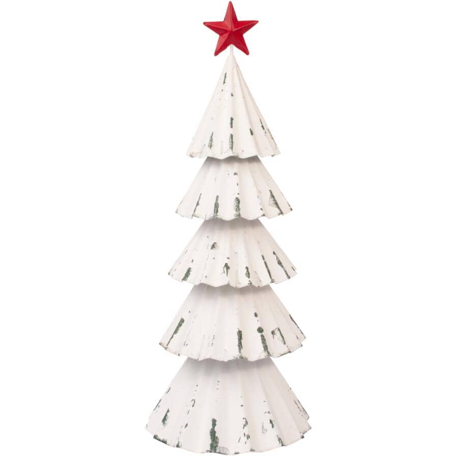 18.5" White Metal Tree Tabletop Decor