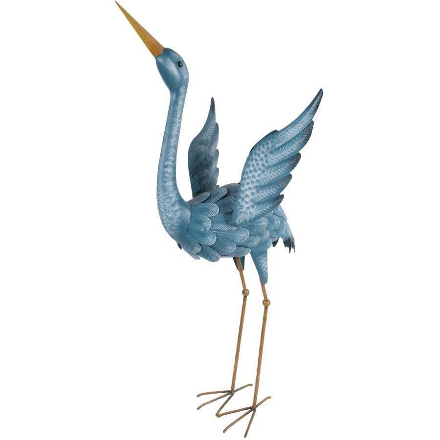 39" Metal Blue Crane Lawn Ornament