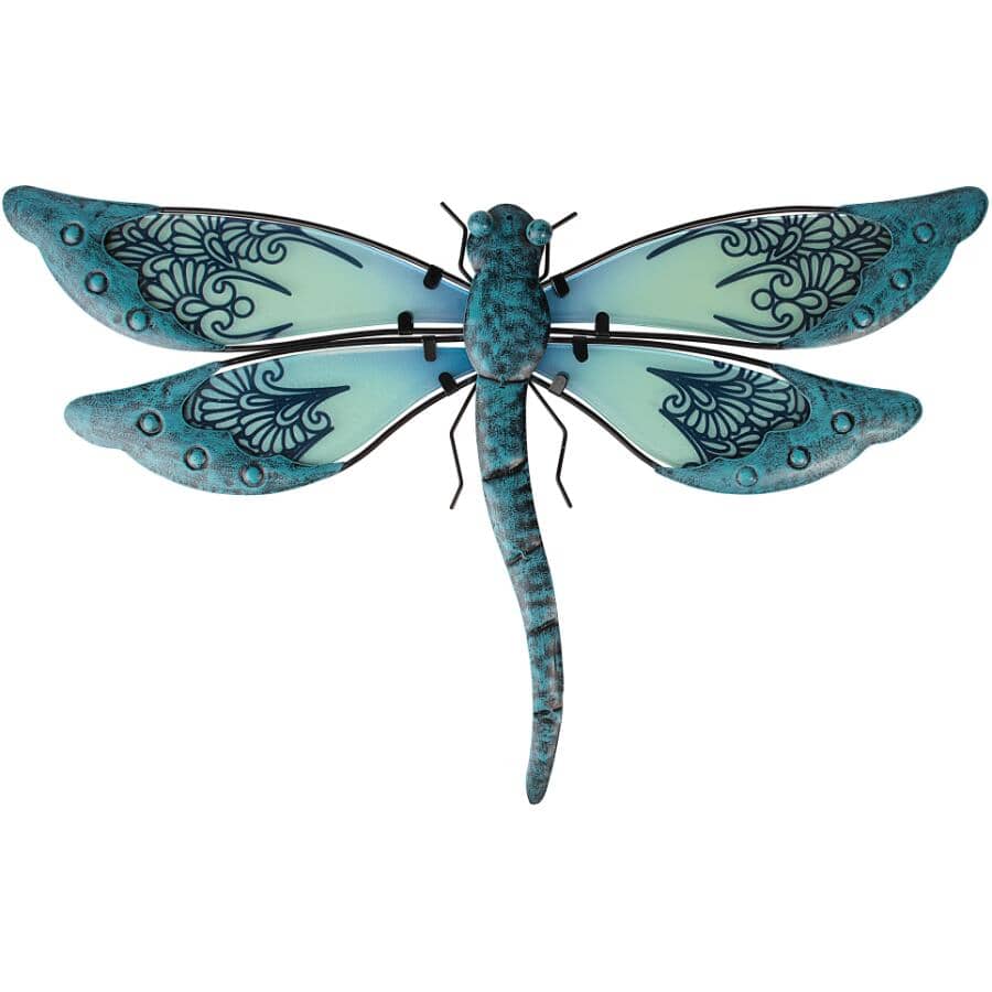 Dragonfly Metal & Glass Wall Art - Blue
