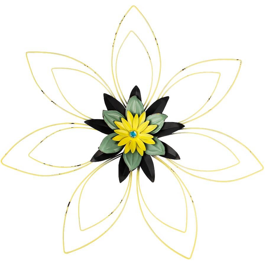 Flower Metal Wall Art - Green & Yellow