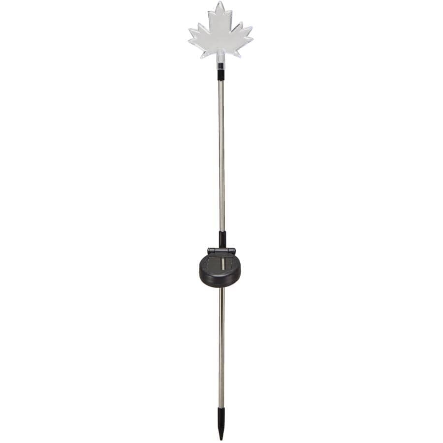 Metal Acrylic Maple Leaf Solar Garden Stake
