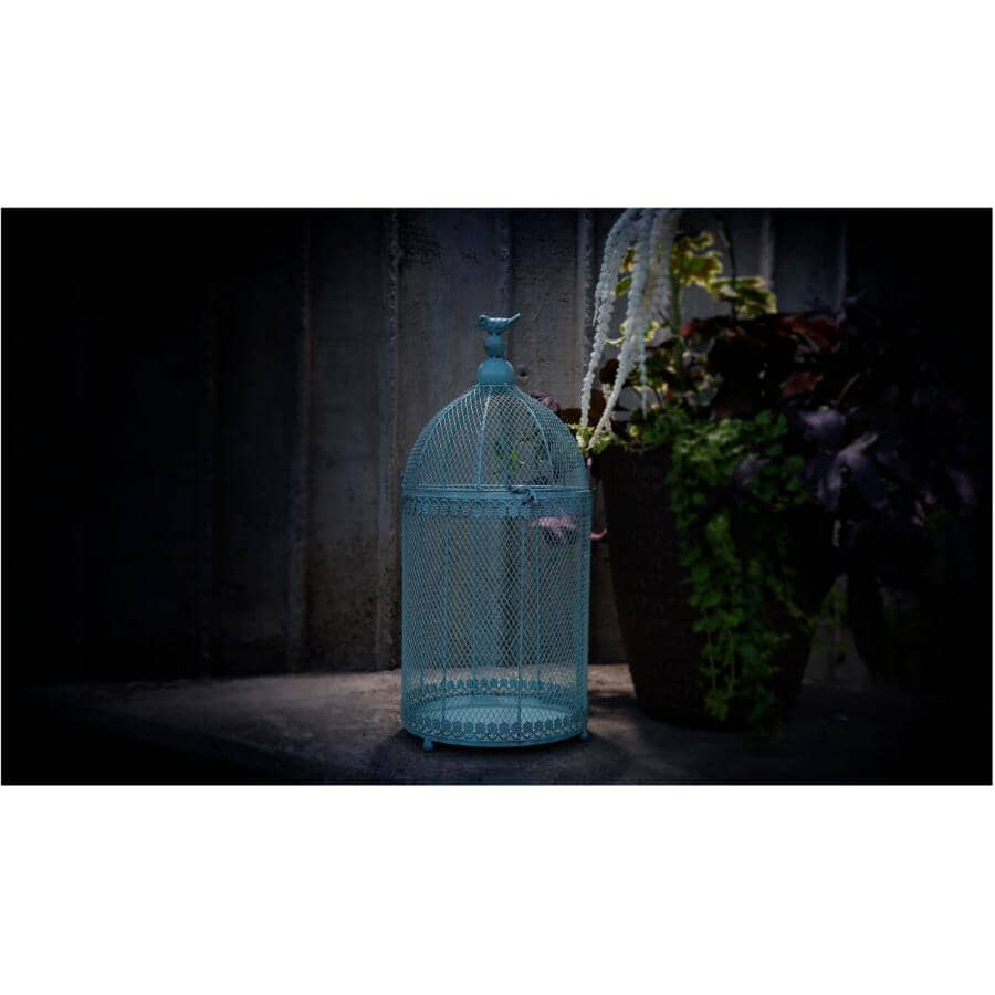 Metal Bird Cage Lantern - Blue, 15.75"