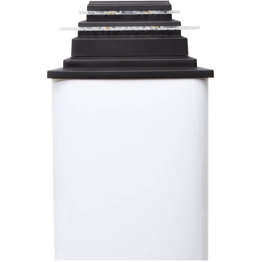 Solar Plastic Post Cap - with Bluetooth, Black + Decorative Bubble Accents, 25 Lumens, 2 Pack