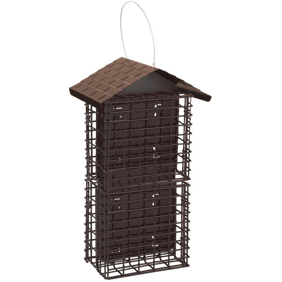 Four Cake Suet Buffet Bird Feeder with Weather Guard - Brown