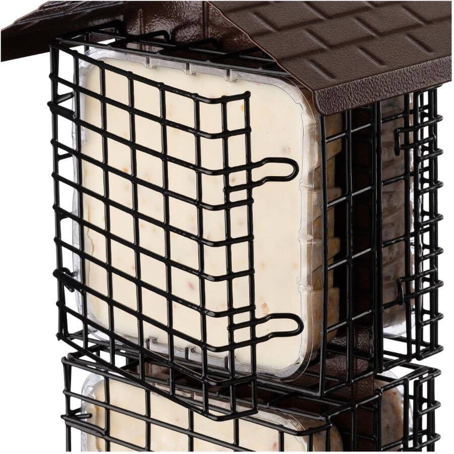 Four Cake Suet Buffet Bird Feeder with Weather Guard - Brown