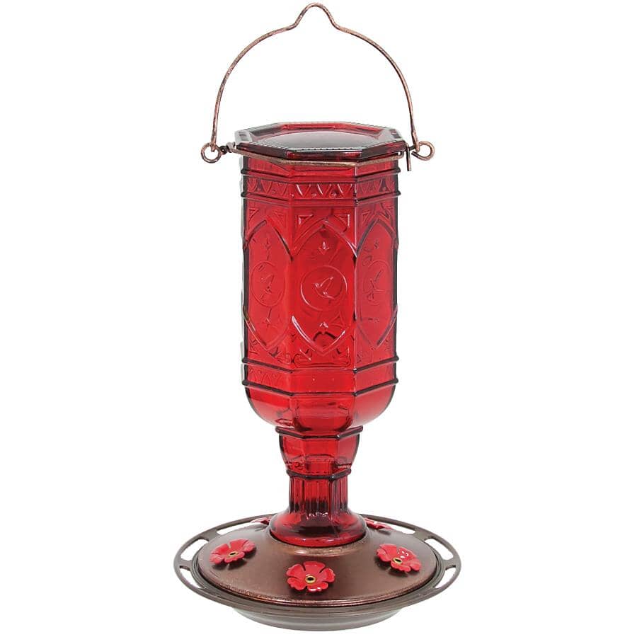 Red Jewel Glass Hummingbird Feeder - 20 oz Capacity