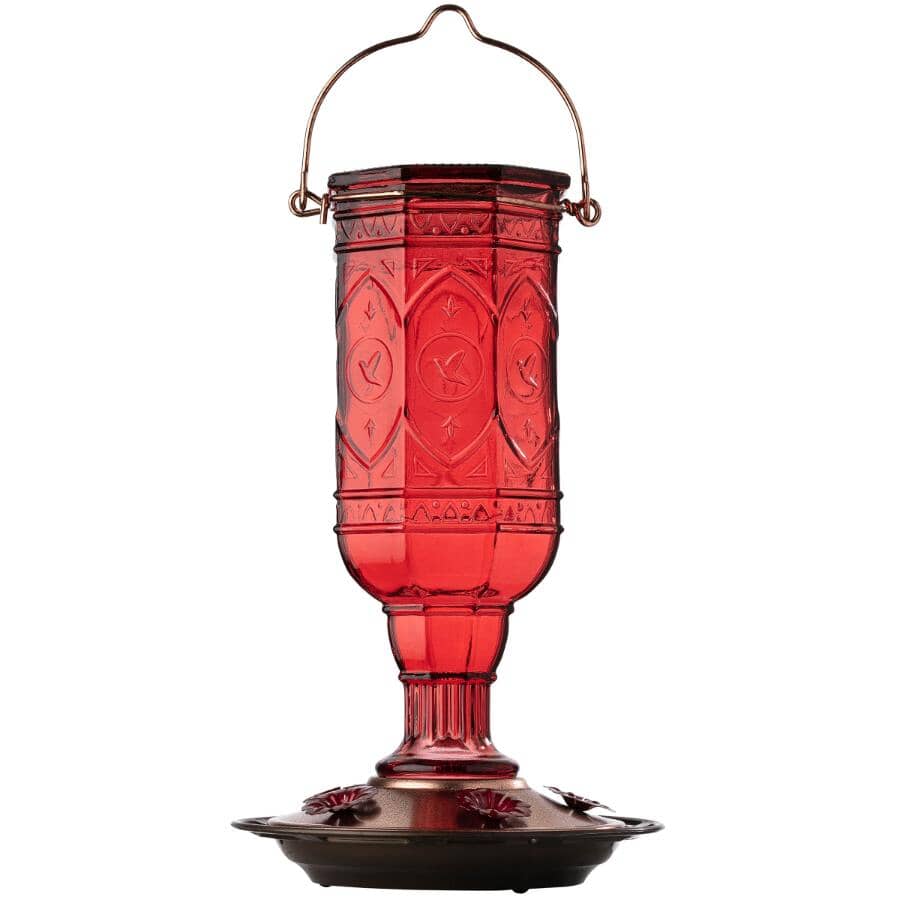 Red Jewel Glass Hummingbird Feeder - 20 oz Capacity