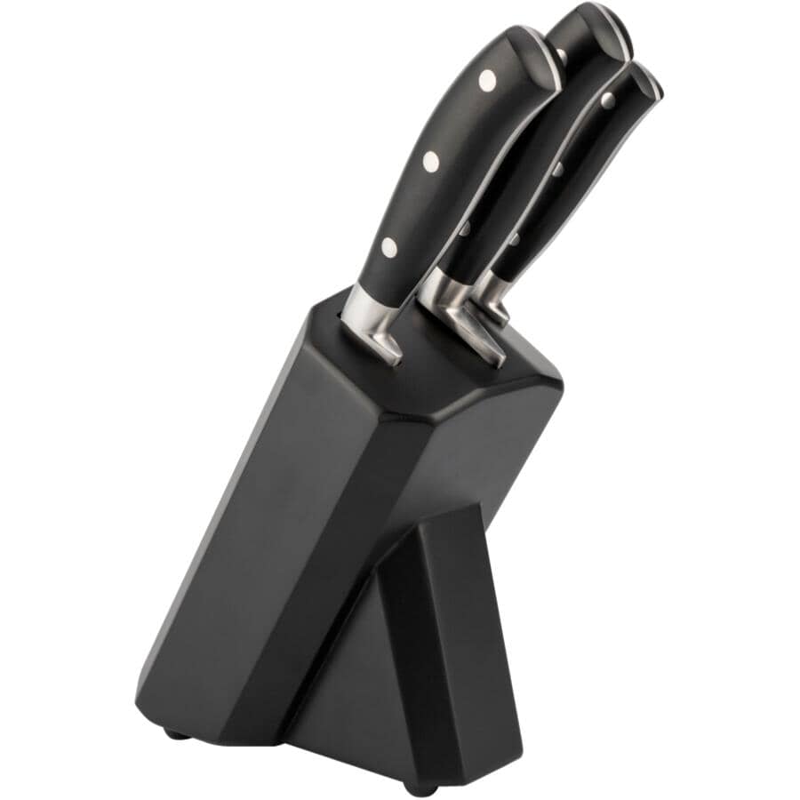 Kitchen Knife Set with Block - 4 Pc
