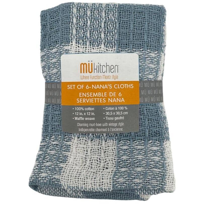 Cotton Dish Cloth - Assorted Colours, 12" x 12", 6 Pack