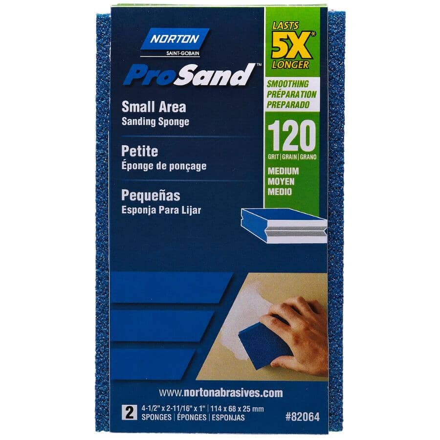 5X ProSand Small Area Sanding Sponge - Medium, 120G, 2 Pack