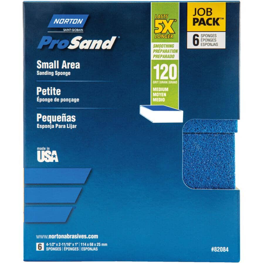 5X ProSand Small Area Sanding Sponge - Medium, 120G, 6 Pack