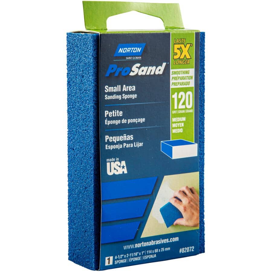 5X ProSand Small Area Sanding Sponge - 120G, 4-1/2" x 2-11/16" x 1"