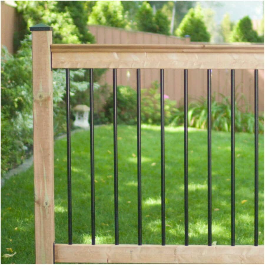 36" Round Black Steel Balusters with Connectors - 10 Pack