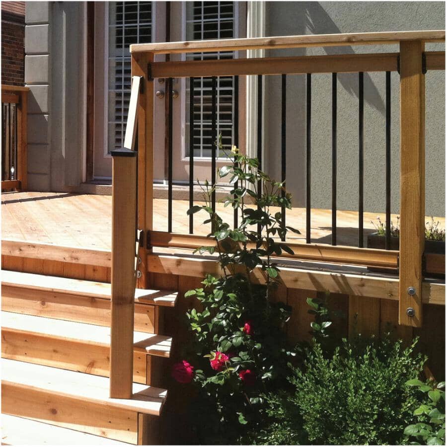 36" Round Black Steel Balusters with Connectors - 10 Pack