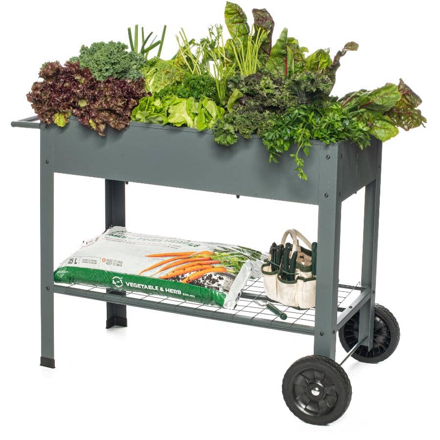 Mobile Vertical Garden with Handle - Grey