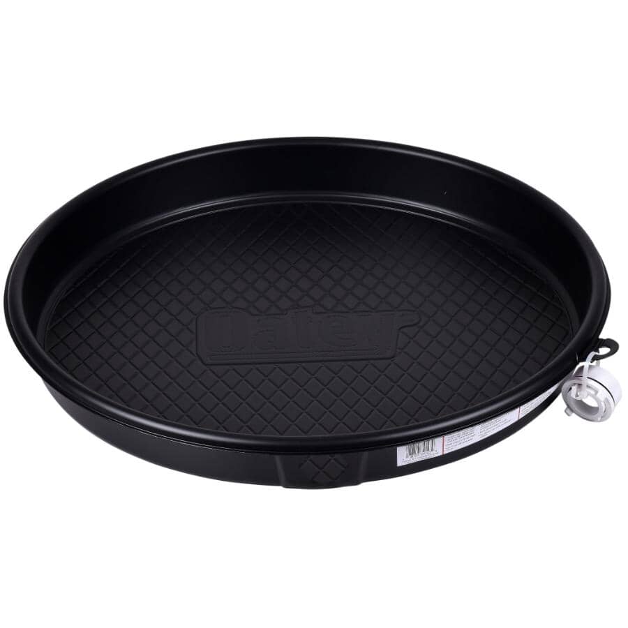 24" Plastic Water Heater Pan - with 1-1/2" PVC Drain Fittings