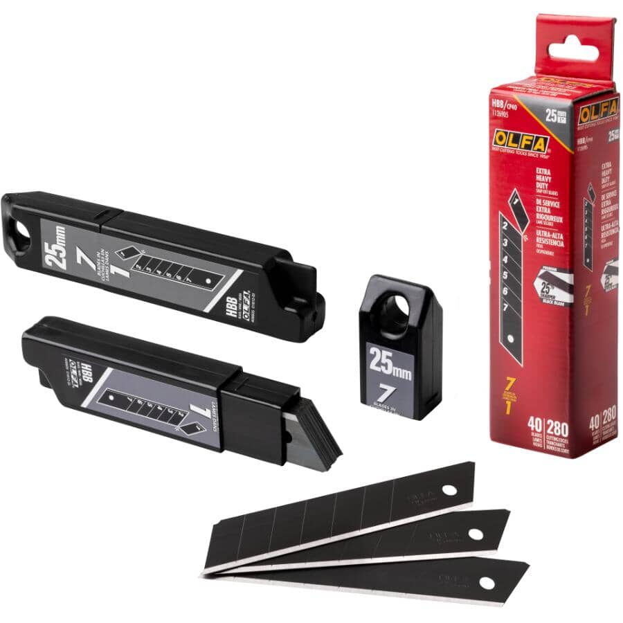 SnapOff Utility Blades - 25 mm, Black, 40 Pack