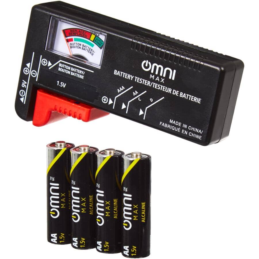 1.5V & 9V Battery Tester - with 4 AA Batteries