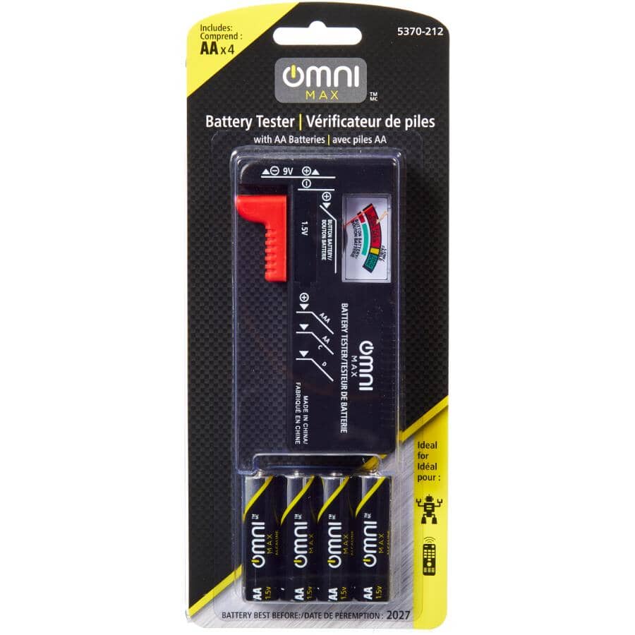 1.5V & 9V Battery Tester - with 4 AA Batteries