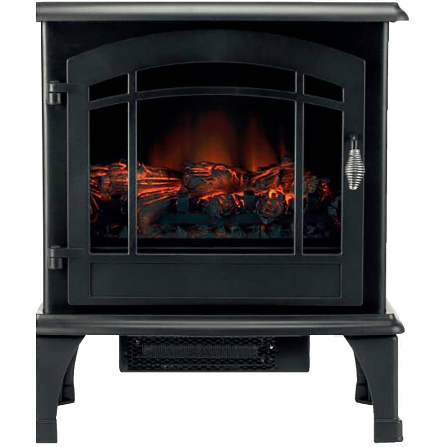 20" Electric Stove with 3-D Flame & Thermostat - Black
