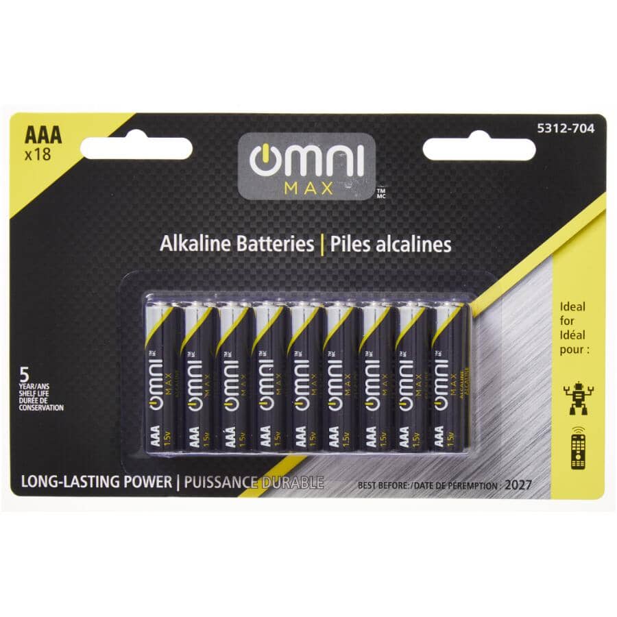 LR03 Alkaline AAA Batteries - 18 Pack