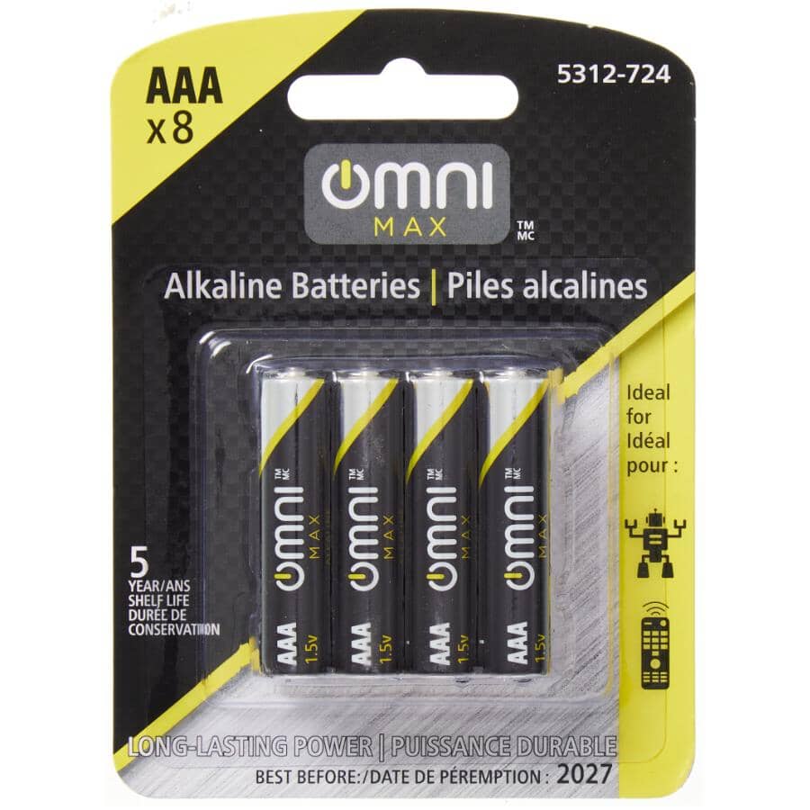 LR03 Alkaline AAA Batteries - 8 Pack