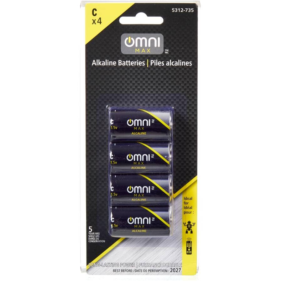 LR14 Alkaline C Batteries, 4 Pack