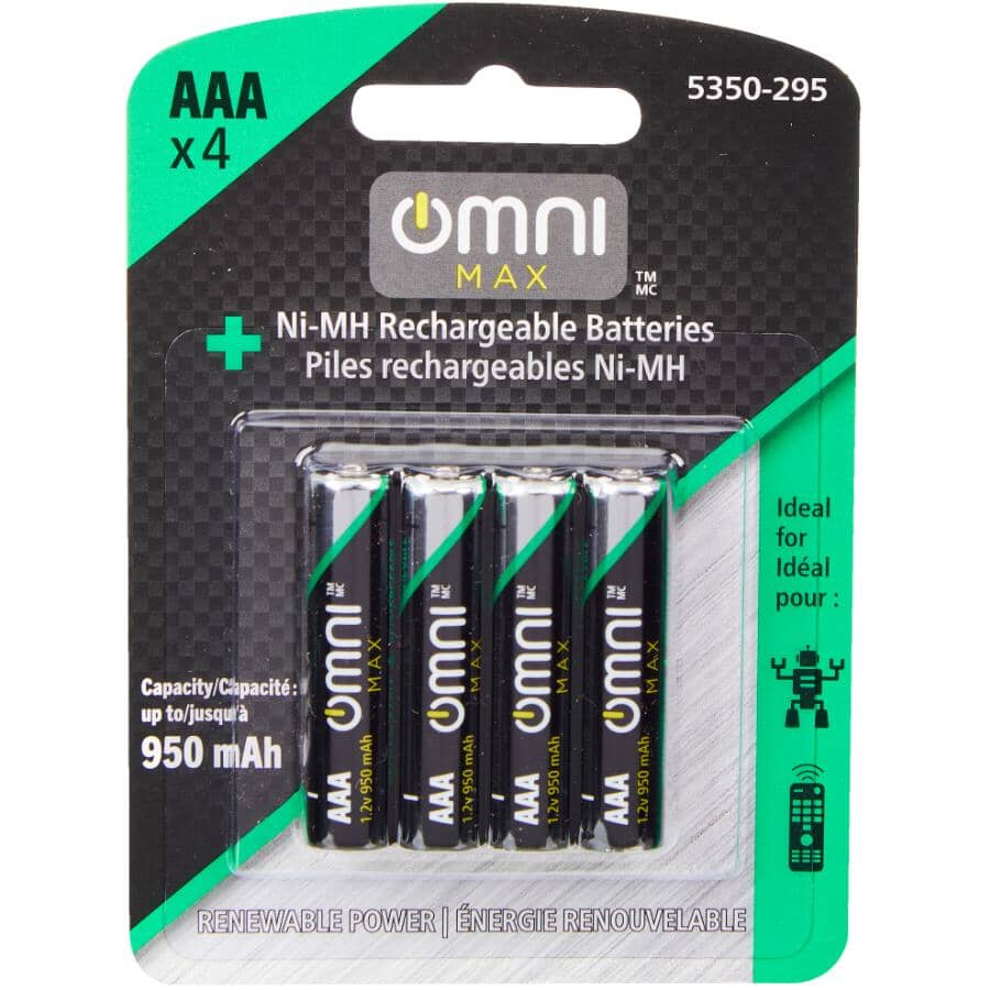 Ni-MH AAA Rechargeable Batteries - 4 Pack, 950 mAh