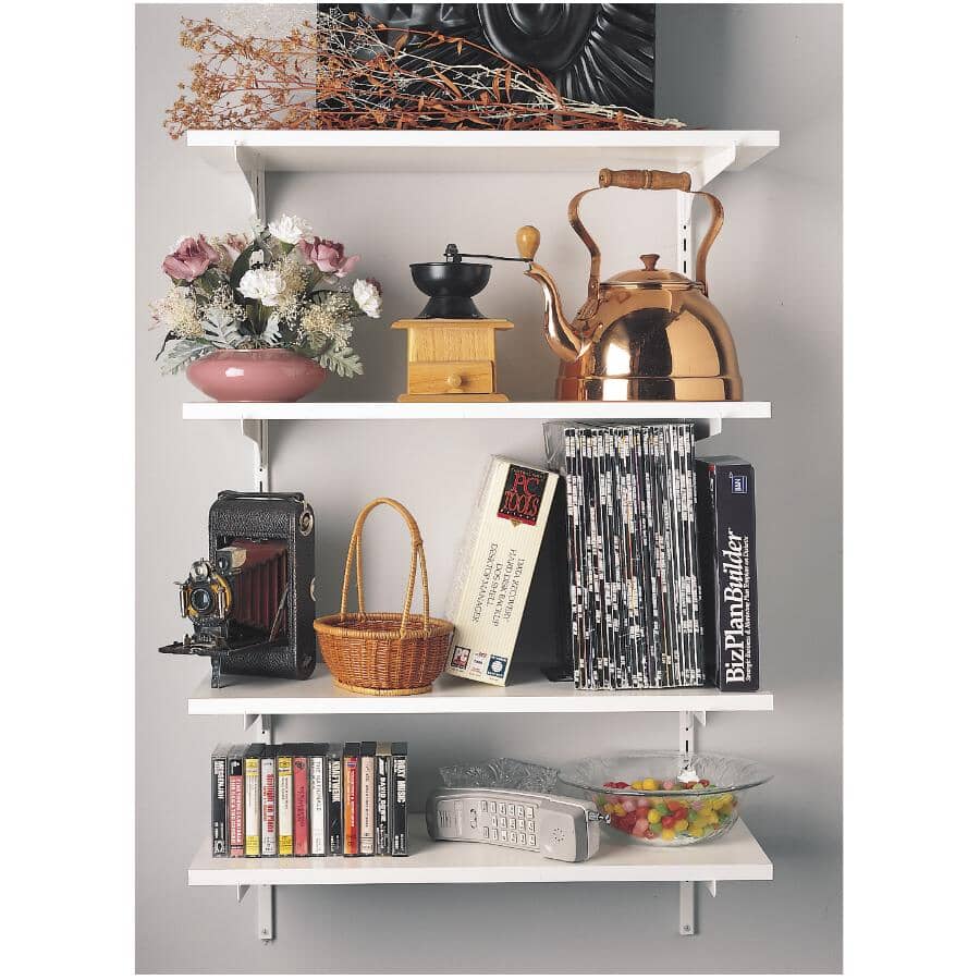 6" White Single Track Shelf Bracket