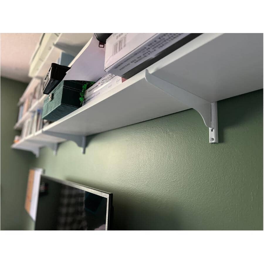 6" White Single Track Shelf Bracket