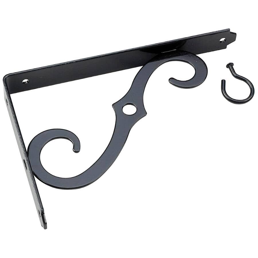 8" Decorative Black Ornamental Shelf Bracket