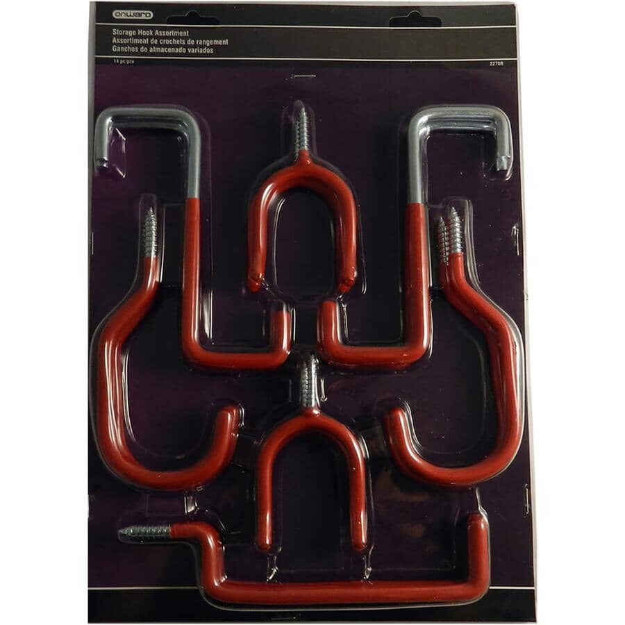 Red Storage Hooks - Assorted Styles 14 Pack