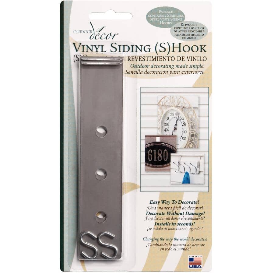 2 Pack Stainless Steel "S" Hooks, for Vinyl Siding