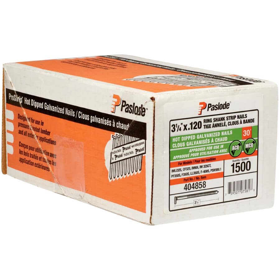 1500 Pack 3-1/4" Galvanized Ring Shank Frame Nails