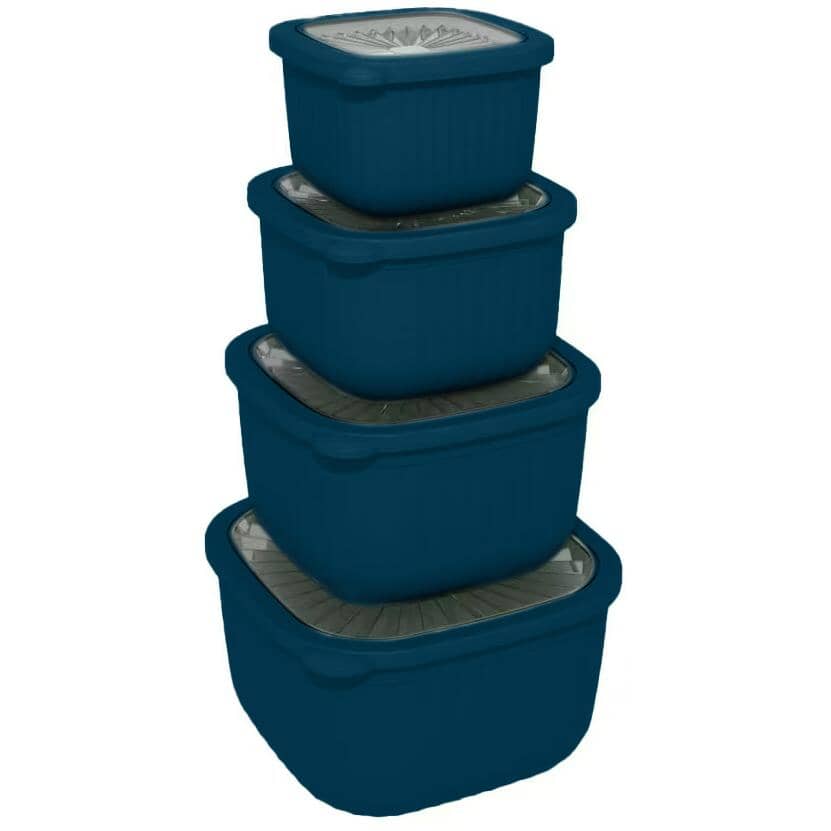 Durable Square Food Storage Set - Navy, 8 Pieces