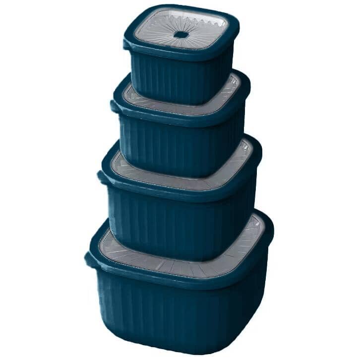 Durable Square Food Storage Set - Navy, 8 Pieces