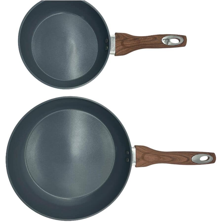 Grove Non-Stick Frypan Set with Wood Handles - Smoked Grey, 2 Piece