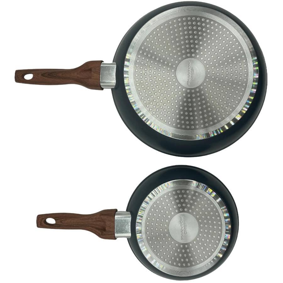 Grove Non-Stick Frypan Set with Wood Handles - Smoked Grey, 2 Piece