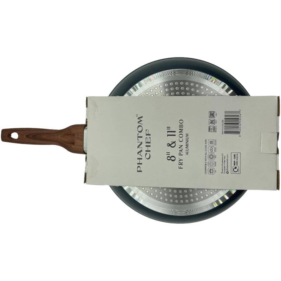 Grove Non-Stick Frypan Set with Wood Handles - Smoked Grey, 2 Piece