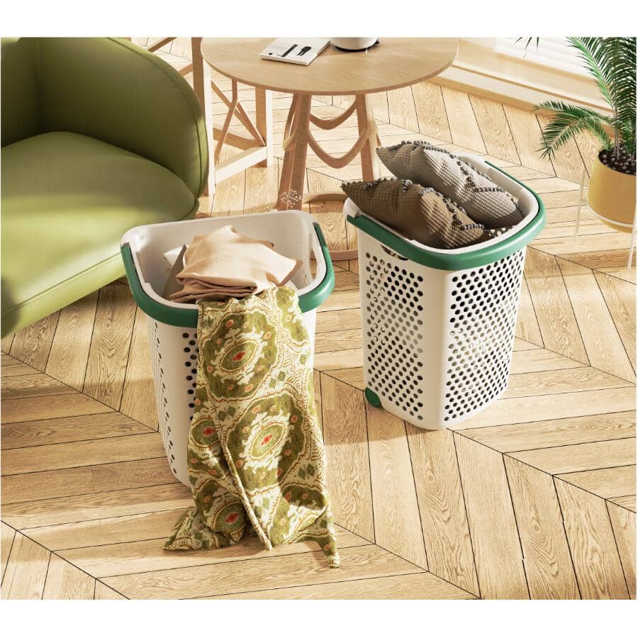 Rolling Laundry Hamper - White, 60 L